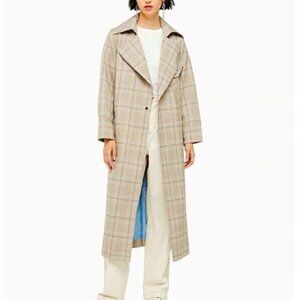 TOPSHOP beige plaid trench coat blazer // NWT